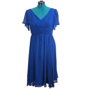 Suzi Chin for Maggy Boutique Blue Silk Fully‎ Lined Night Out/Party Dress Size 8
